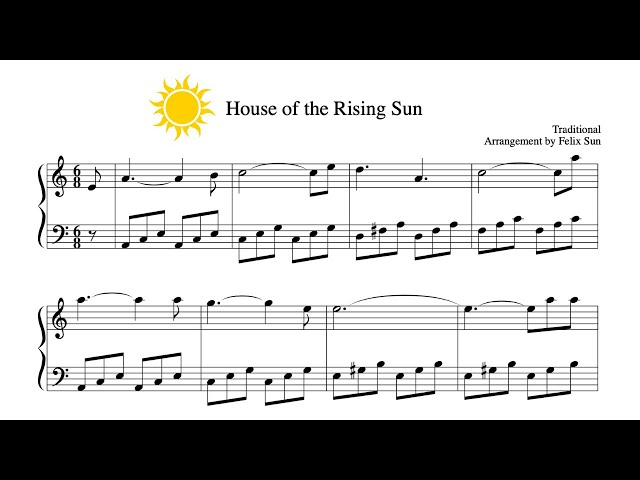 House of the Rising Sun (Piano Sheet Music) - Beautiful Easy Arrangement