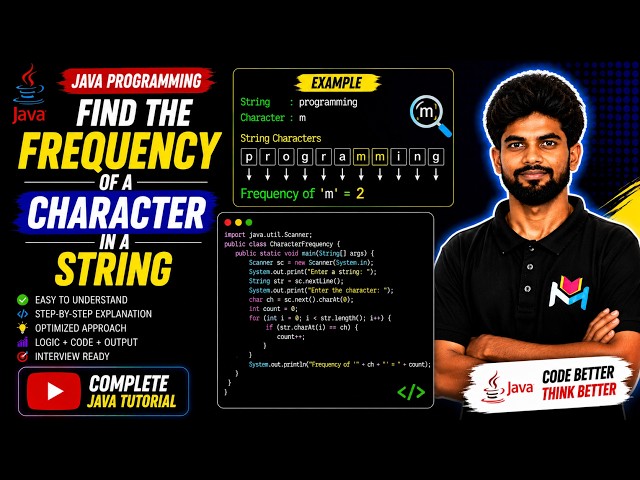 Frequency Of A Character In A String in Java | Master Java String | Complete String Tutorial
