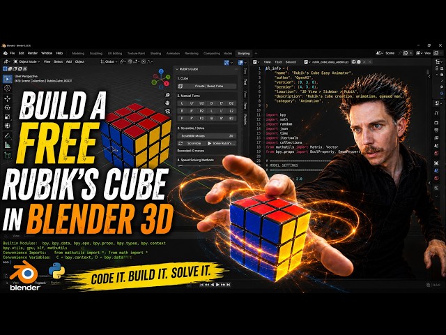 How To Code a Rubik’s Cube in Blender 3d…🧩🐍