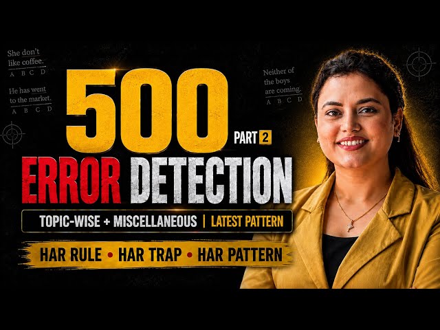IBPS PO 2026 English Marathon | 500 Error Detection Questions  | Important Concepts | By Rupam Ma'am