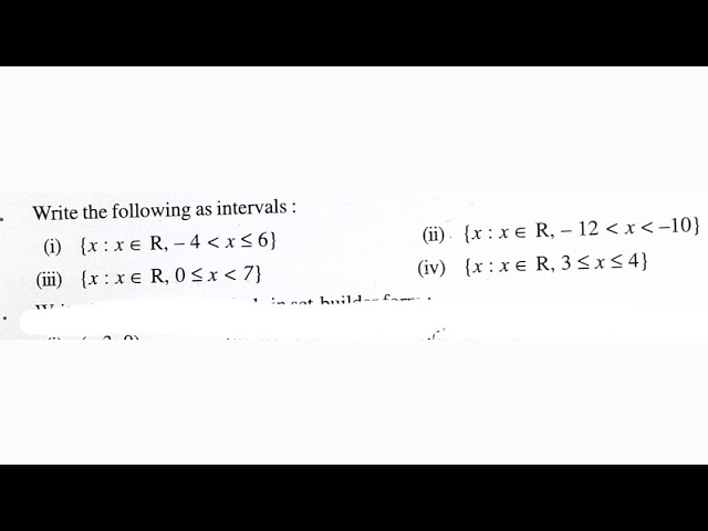 Write the following as intervals | class 11th maths 