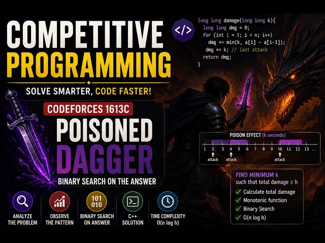 Competitive Programming | Codeforces 1613C - Poisoned Dagger | Binary Search on the Answer (C++)