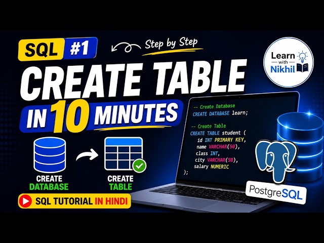 Create Table & Create Database in SQL | SQL Tutorial in Hindi for Beginners | PostgreSQL #1