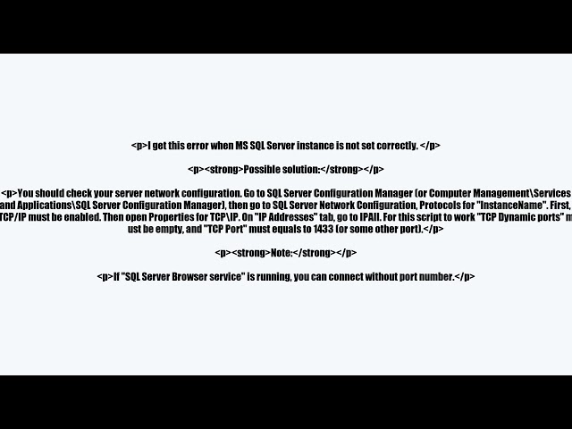 PHP sqlsrv_connect to SQL Server: A network-related or instance-specific error has occurred while es