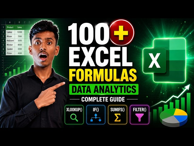 MS EXCEL FOR DATA ANALYTICS | 100+ EXCEL FORMULAS with AI Live class #ai #dataanalytics #excel