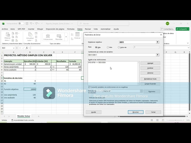 Actividad 6. Método Simplex, uso de excel, uso de software (resolver ejercicios, )