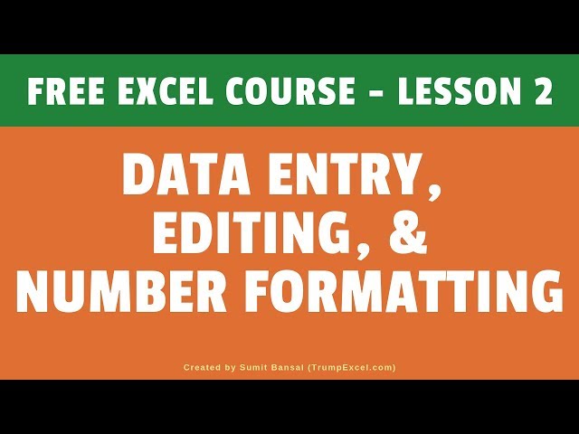 [FREE Excel Course] Lesson 2 - Data Entry, Editing, and Number Formatting