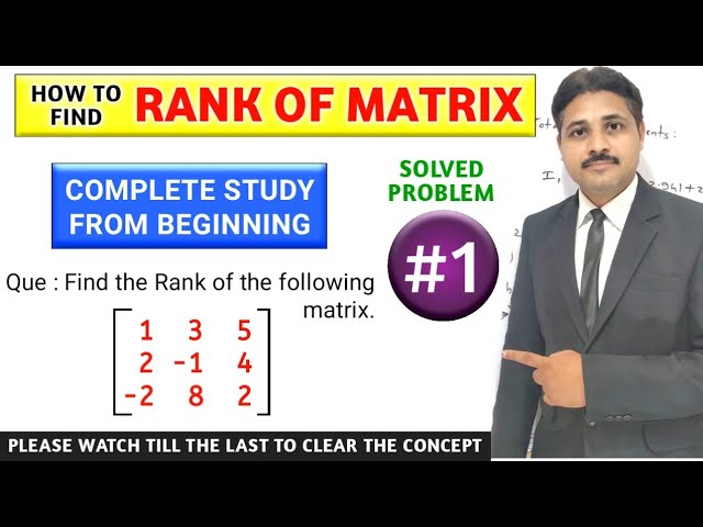 RANK OF MATRIX SOLVED EXAMPLES 1 | UNIT : MATRICES  @TIKLESACADEMY