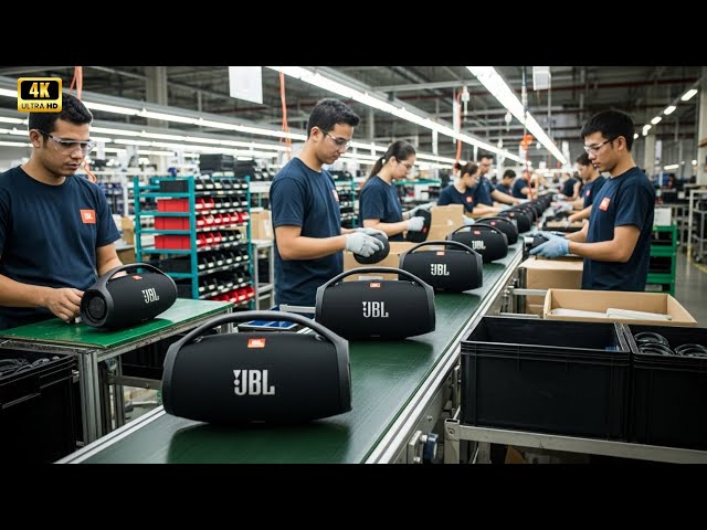 Inside the JBL speaker factory: The production process of the BOOMBOX Bluetooth speaker.