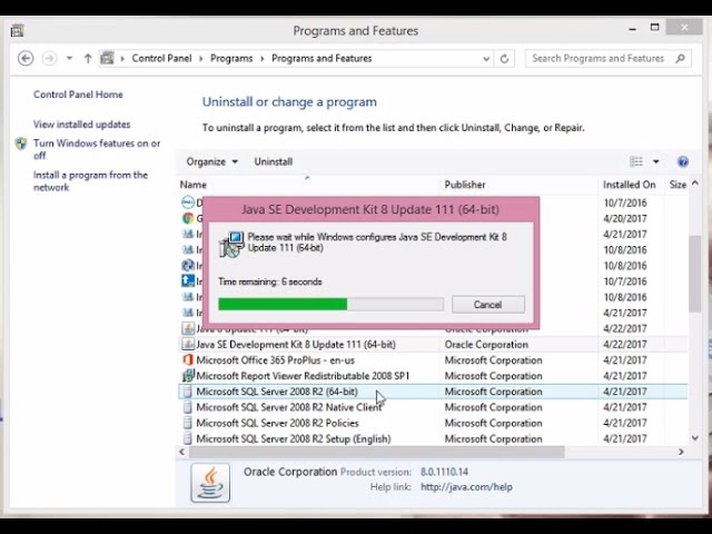 Uninstall java 8 from windows 8.1 64 bit.