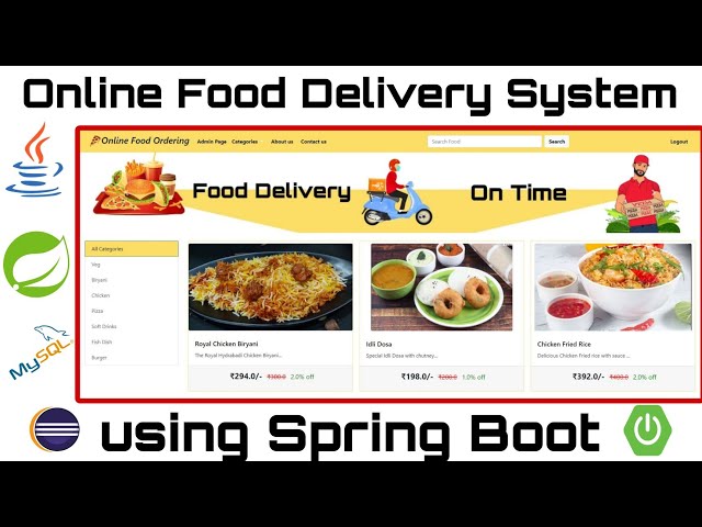 Online Food Delivery Project in Spring Boot | Spring MVC | Java | JSP | MySQL | Spring Boot Project