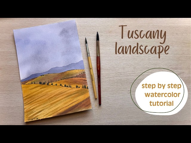 Paint a watercolor Tuscan landscape with me | step by step watercolor tutorial (beginner friendly)