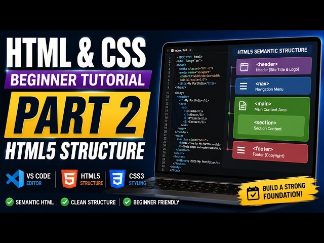 HTML & CSS Beginner Tutorial Part 2 – Build the HTML5 Page Structure