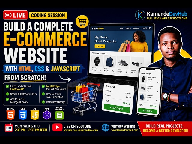 Build a Complete E-Commerce Website with HTML, CSS & JavaScript | Fetch API, Local Storage