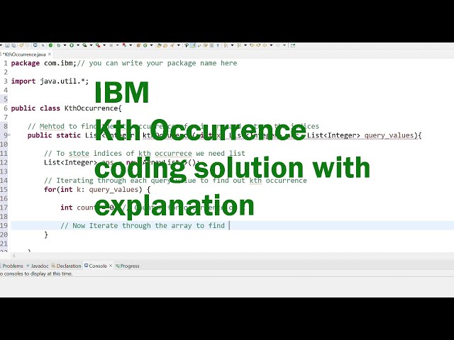 IBM Coding assesment 2023/2024 | Kth Occurrence  | General software developer | Java developer