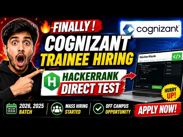 🔥Finally Cognizant Mass Hiring Started | Hackerrank Direct Test Hiring 2026 | 2026, 2025 Batch