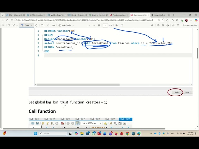 function and procedures mysql
