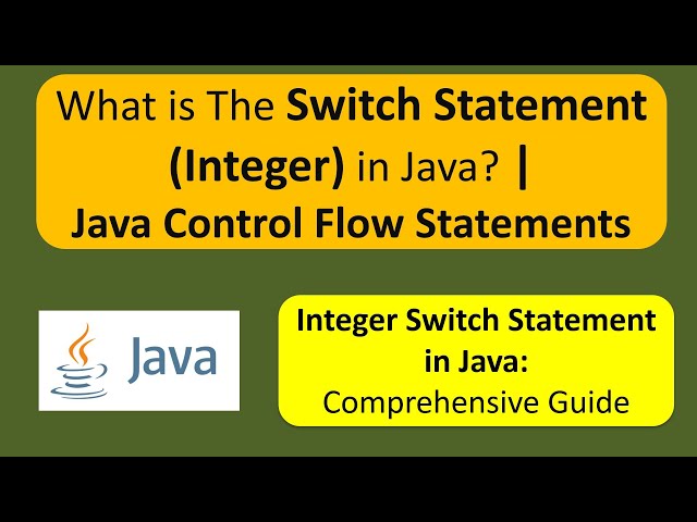 What is The Switch Statement (Integer) in Java? | Java Control Flow Statements | Java Tutorial