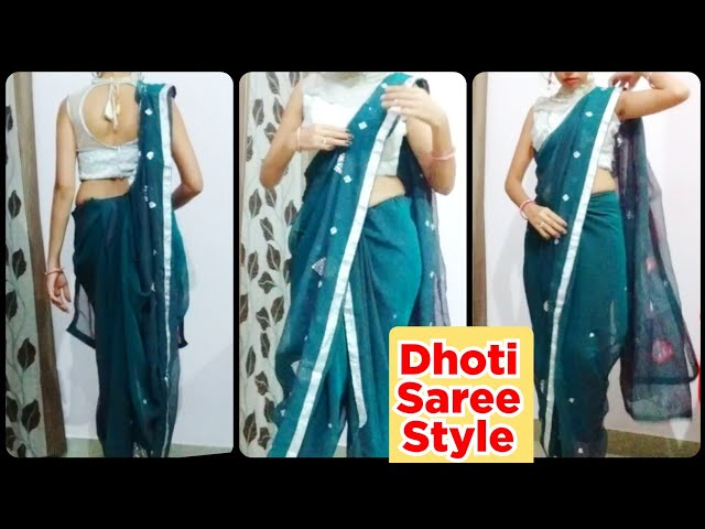 How to drape Georgette saree in 3 types dhoti style step by step/ साड़ी कैसे पहनते हैं।