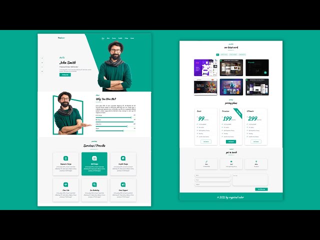 Responsive One Page Personal Portfolio Website using HTML CSS and JavaScript