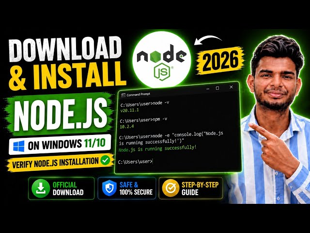 How to Download & Install Node.js on Windows 11/10 (2026) | Verify Node.js Installation