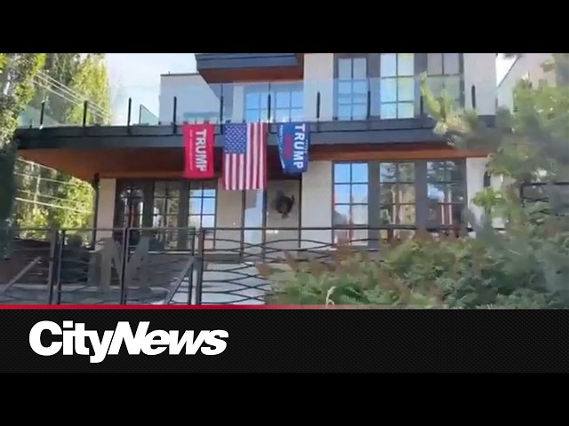 Calgary home covered in Pro-Trump and American flags