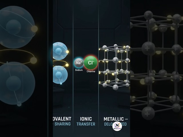 Covalent vs Ionic vs Metallic Bonds ⚛️ Explained in 10 Seconds! #Shorts