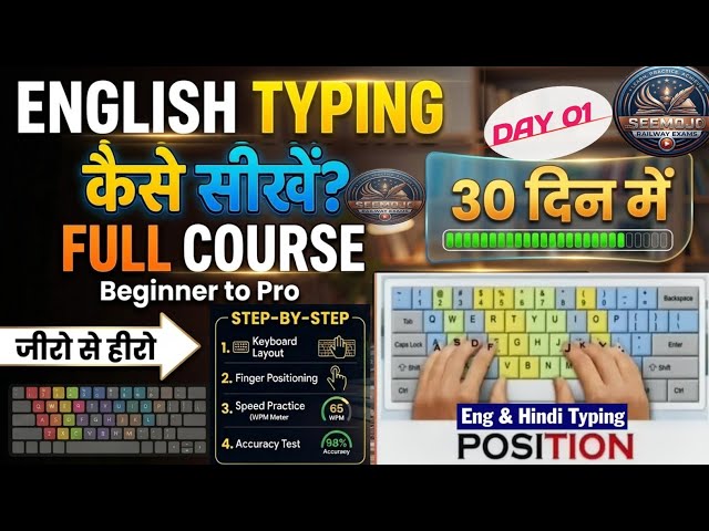 English Typing Course- Day 1 | Free Typing Lessons | Basic typing Cours