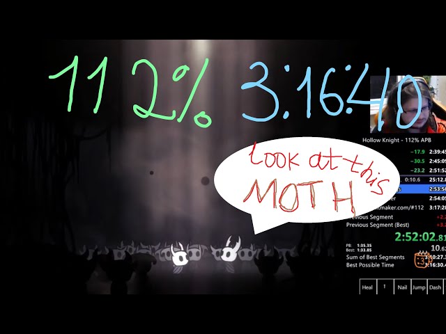 Hollow Knight 112% APB Speedrun in 3:16:40
