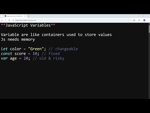 Variables in JavaScript - Day 2