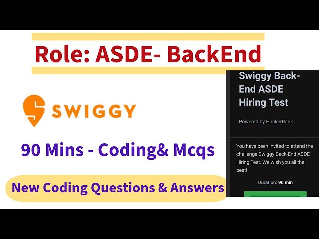 Swiggy New Coding Answers 🥰🥳|| ASDE BACKEND ||Free Exam Answers | Backend | Swiggy | Free Answers