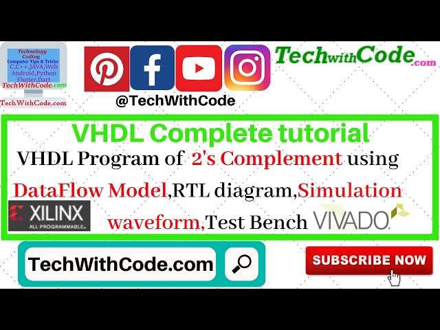 VHDL Code of 2's complement Gate using Dataflow model | RTL,Simulation, TB, Waveform | VHDL Tutorial