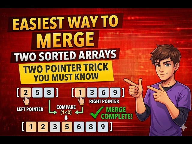 Merge Sorted Arrays Using Two Pointers (Step-by-Step + Extra Space Explained)