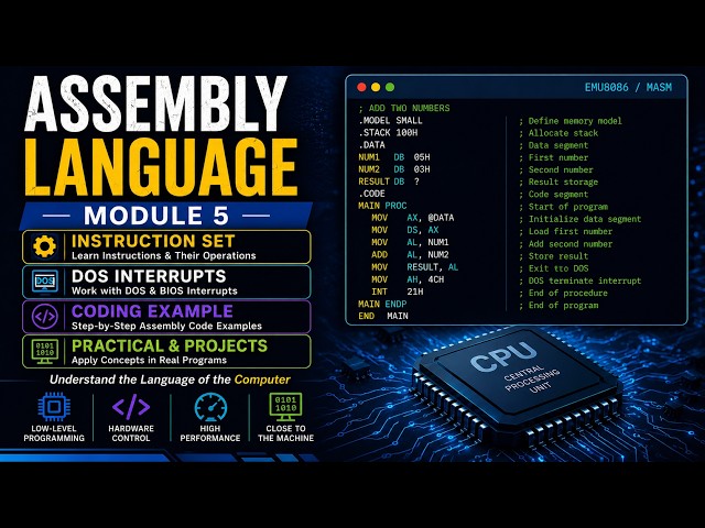 Complete Assembly Language Course – Module 5 | Instruction Set, DOS Interrupts & Coding Examples