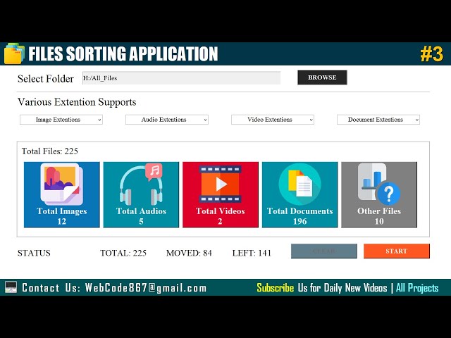 (GUI) File Sorting Application in Python | With Image Icons and Status Bar | #Part3