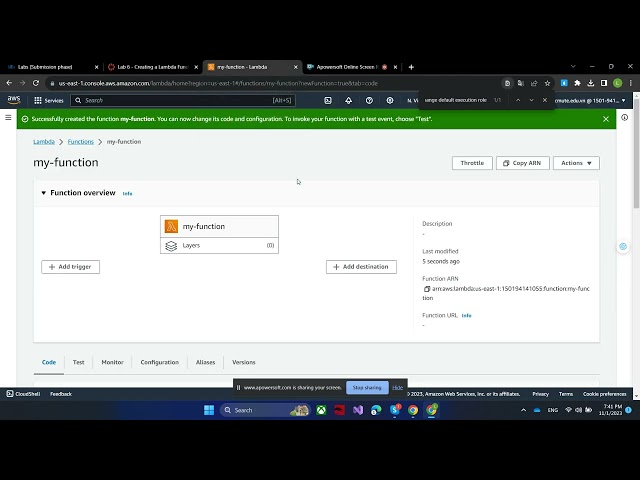 Lab 6 - Creating a Lambda Function