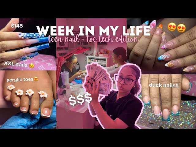 week in my life as a teen nail & toe tech 💰 *realistic*