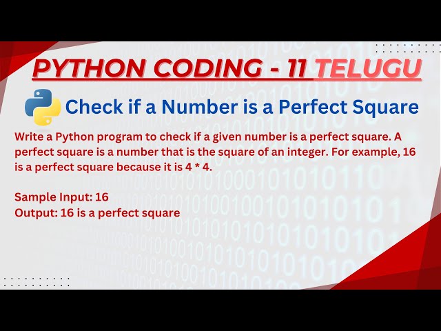 Perfect Square Coding Problem in Python in Telugu – Solve in Just 5 Minutes!