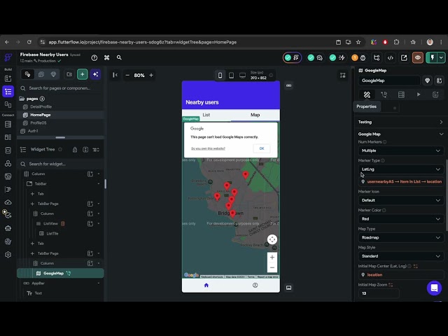 Firebase users nearby - google map widget
