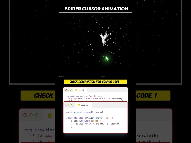 SPIDER CURSOR ANIMATION using html css Javascript #coding #programming #javascript