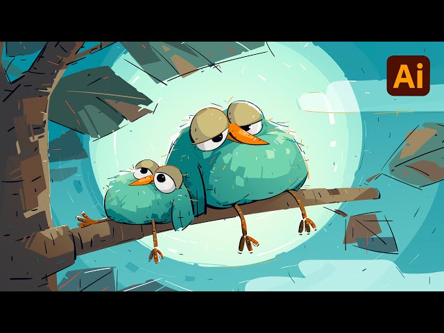 DIGITAL PAINTING PROCESS. Adobe Illustrator Vector Illustration