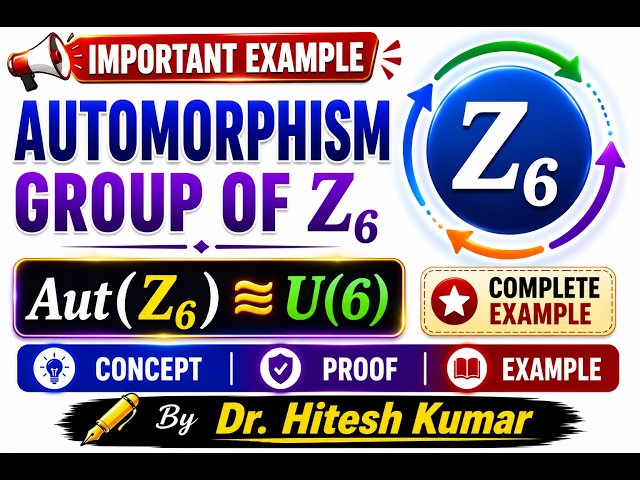 Automorphism Group of Cyclic Group Z6 Complete Concept + Proof + Example by Dr Hitesh Kumar