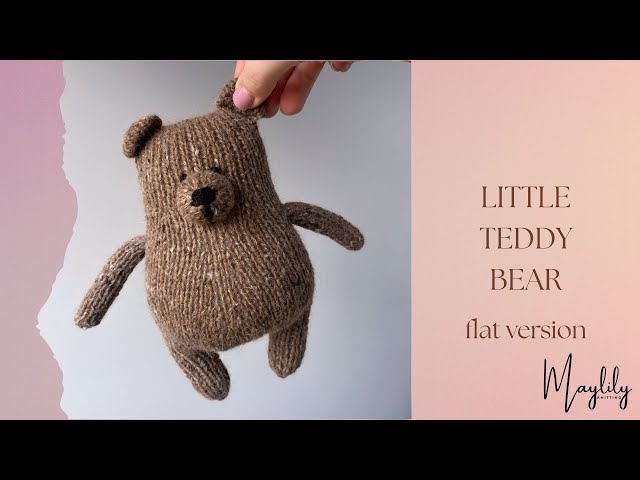 How to Knit a Little Teddy Bear FLAT Version. Step by step.