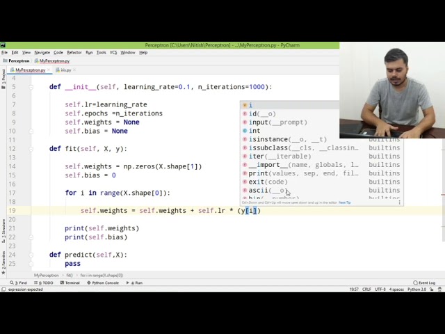 Perceptron from scratch using Python