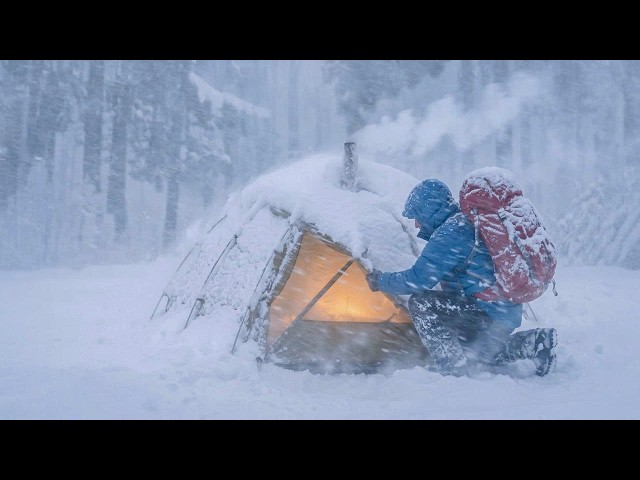 2 Days Surviving in a -30°C Snowstorm Inside a Hot Tent With Luxury Meals