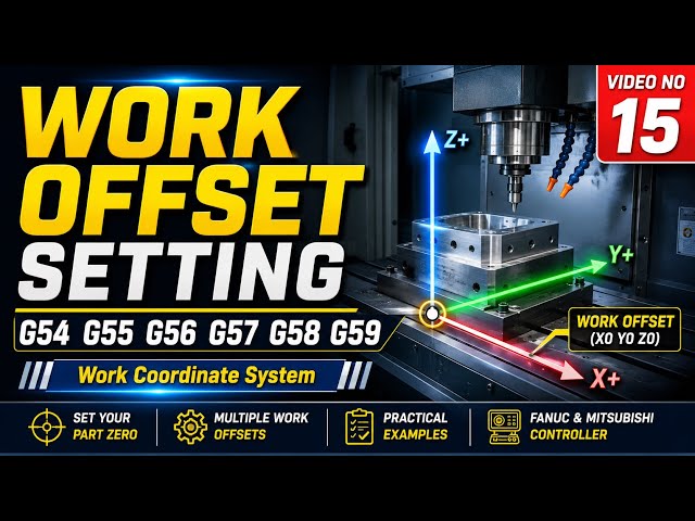 VMC Work Offset Setting | VMC G-Codes G54 to G59 | Work Offset Coordinate System