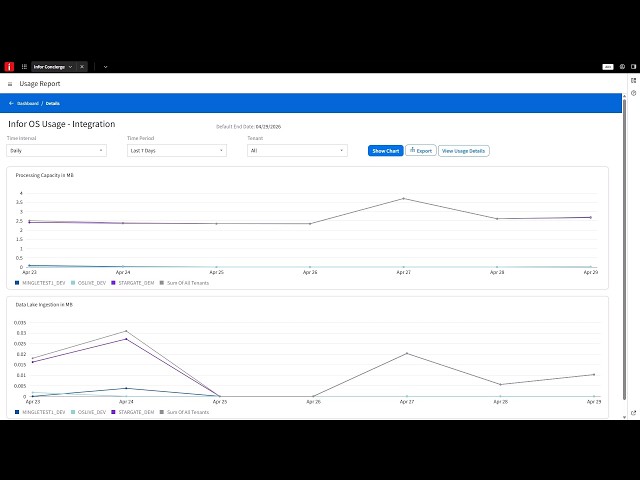 Usage Reports - Integration Processing Capacity Detail View