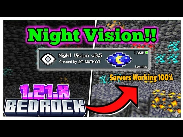 Night Vision For Mcpe 1.21+ | Night Vision Resource Pack Mcpe 100% Working 