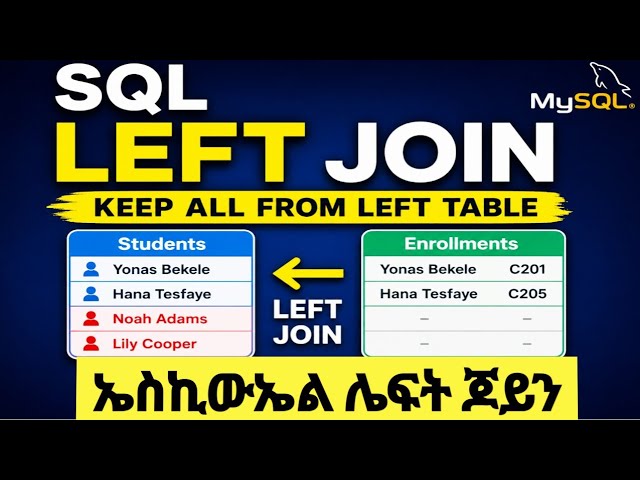 SQL LEFT JOIN Explained | Keep All Records from the Left Table/በአማርኛ