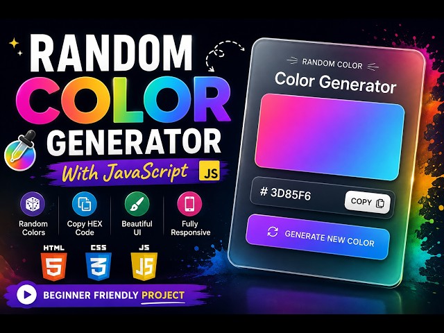 Build a Random Color Generator with JavaScript | HTML, CSS & JS Project 🎨